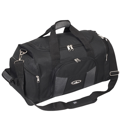 #S229-BLACK/GRAY Wholesale 24-inch Deluxe Sports Duffel Bag - Case of 10 Duffel Bags