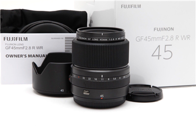 Mint Fuji FUJIFILM GF 45mm f2.8 R WR Lens with Hood, Case, & Box (Demo) #33612
