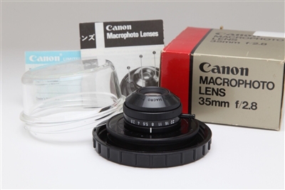 Mint Canon 35mm f2.8 Macrophoto Lens with Lens Bubble, Instructions, & Box 41002