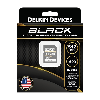 New Delkin Devices 512GB BLACK UHS-II V90 SDXC Memory Card #41088