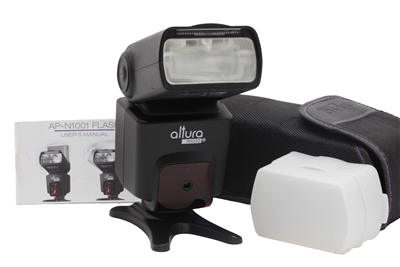 Altura AP-N1001 Shoe Mount Flash for Nikon AF with Stand, Diffuser & Case #430660