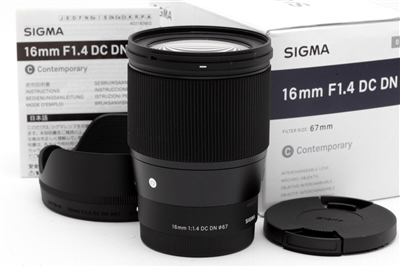 Mint Sigma 16mm f1.4 DC DN Contemporary Lens (Sony E) with Box #43303