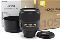 Nikon AF-S NIKKOR 105mm f1.4 E ED Lens with Hood, Instructions, & Box #43601