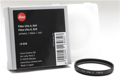 Mint Leica E49 UVa II Filter (Black) with Case & Box #43636