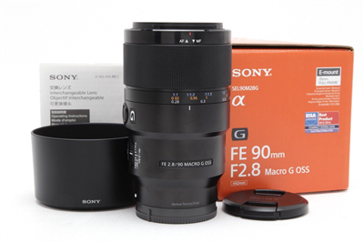 Near Mint Sony FE 90mm f2.8 Macro G OSS Lens with Hood & Box #43689