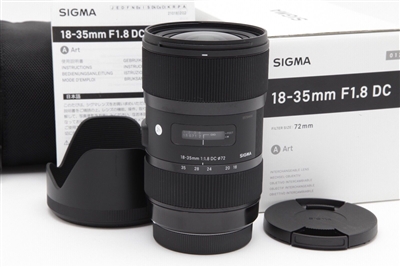 Near Mint Sigma 18-35mm f1.8 DC HSM Art Lens for Canon EF with Hood & Box #43763