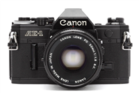 Canon AE-1 SLR 35mm Camera Body with 50mm f1.8 SC Lens (Black) #44140