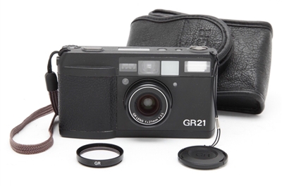 Near Mint Ricoh GR21 35mm Camera (Black) with 21mm f3.5 Lens & Case #44961