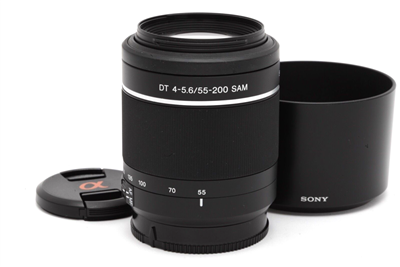 Very Clean Sony DT 55-200mm f4-5.6 SAM Lens with Hood #45087
