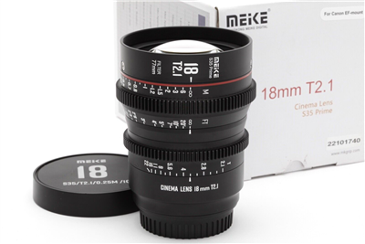 Near Mint Meike 18mm T2.1 Super35 Cinema Prime Lens (EF Mount) with Box #45347