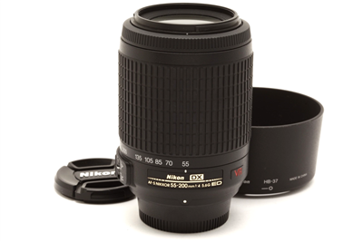 Nikon AF-S DX NIKKOR 55-200mm f4-5.6 G ED VR Lens with Hood #48489