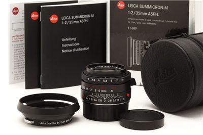 Mint Leica Summicron-M 35mm f2 ASPH. Lens (Black-Chrome Edition, 11689) #49556
