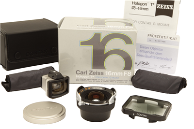 Mint Contax Zeiss Hologon 16mm f8 T* Lens with Finder for Contax G Mount #50886