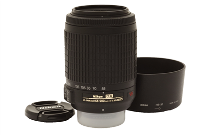 Nikon AF-S DX NIKKOR 55-200mm f4-5.6 G ED VR Lens with Hood #50941