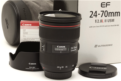 Canon EF 24-70mm f2.8 L II USM Lens with Hood, Case, & Box #50956