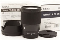 Near Mint Sigma 16mm f1.4 DC DN Contemporary Lens (FUJIFILM X) with Box #51152