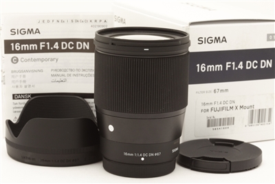 Near Mint Sigma 16mm f1.4 DC DN Contemporary Lens (FUJIFILM X) with Box #51152