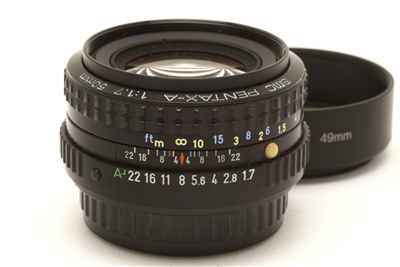 Pentax-A 50mm f1.7 SMC K Mount Lens with Hood #51285