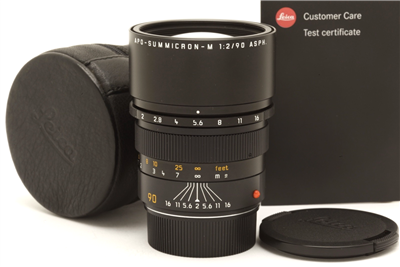 Very Clean Leica APO-Summicron-M 90mm f2 ASPH. Lens (6 Bit) with Case #51394