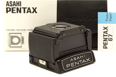 Mint Pentax 67 Folding Focusing Hood with Case, Instructions, & Box #51569