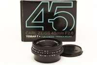 Contax Zeiss 45mm f2.8 Tessar T* Lens (Contax/Yashica Mount) with Box #51693