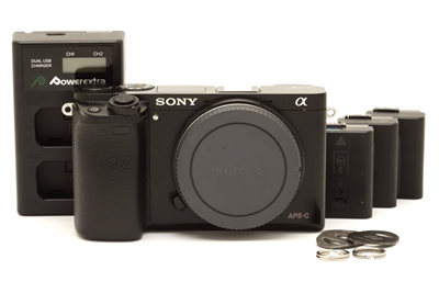 Sony a6000 Mirrorless Digital Camera (Black, 10,575 Shots) with 3 Batt. #51761