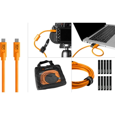 Tether Tools Starter Tethering Kit with USB 3.0 Type-C to Type-C Cable (15', Orange)