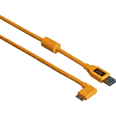 Tether Tools USB 3.0 Type-A Male to Micro-USB Right-Angle Male Cable (15', Orange)