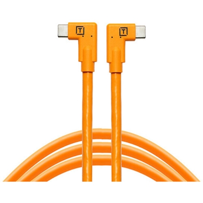 Tether Tools TetherPro Dual Right-Angle USB-C Cable (15', High-Visibility Orange)
