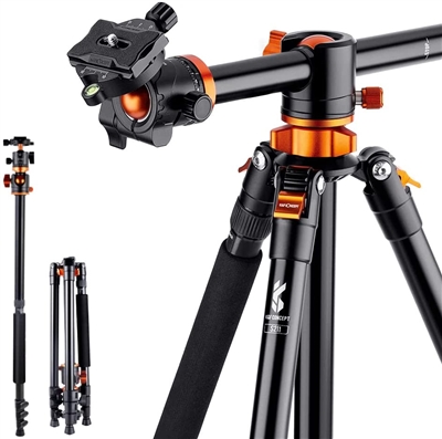 K&F CONCEPT  T255A3+BH28L 1.8M ALUM TRIPOD WITH CROSS ARM FOR FLAT LAY PHOTOS