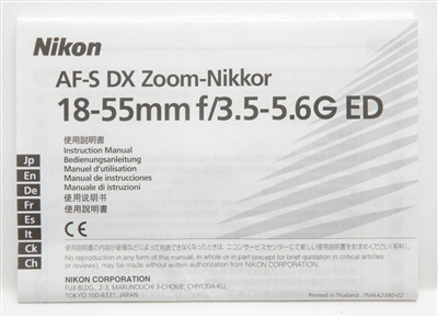 Excellent Nikon AF-S DX Zoom-Nikkor ED 18-55mm f3.5-5.6 G ED Manual #P4769