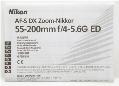Excellent Nikon AF-S DX Zoom-Nikkor ED 55-200mm f4-5.6 G ED Manual #P4771