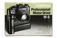 Excellent Contax Professional Motor-Drive W-6 Instruction Booklet #P4817