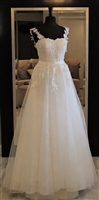 CALLET | Sweetheart Lace Floral and Pearl Beaded A-Line Tulle Applique Overskirt