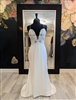 SIMONE | Spaghetti Strap Sheath Wedding Dress Lace Appliqued Pearl Beaded Low Back Crepe Bridal