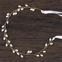 Crystal Wired Hairband with Pearls and Crystal Bead Floral Design
