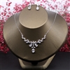 Cubic Zirconia Necklace Earrings Set Clear CZ Stone Wedding Jewelry Sets