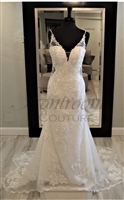 KASSANDRA- Lace Trumpet Beach Gown with Low Back