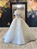 EMMA | Tulle Ballgown with Beaded Floral Applique and Removable Shoulder Wrap