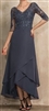 JUNE | 3/4 Sheer Sleeved Tiered Hi Lo Skirt Beaded V Neck Wedding Party Gown