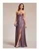 REECE | Side Split Metallic Evening Gown with V Back