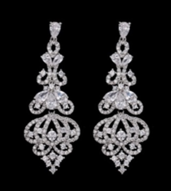 Elegant Luxury Long Cz Crysal Big Drop Dangle Earrings