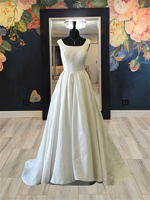 CECILY | A-line gown with Brocade Pattern and Corset Back