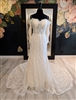 VIOLA | Fit and Flare Gown with Full Length Off the Shoulder Sleeves and Pearl Detail
