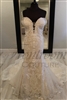 VALENCIA | Deep V-Neck Beaded Lace Fit and Flare Scalloped Train