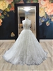 LYDIA | Floral Beaded Lace Ballgown with Deep V Neckline and Corset Back