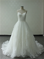 KENNEDY- Ruffled Ballgown with Glitter and Spaghetti Straps and Beading