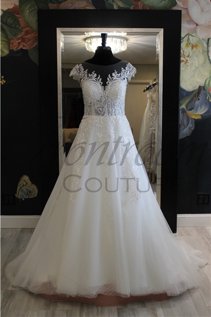 MIRABEL | Tulle  Ballgown with Sheer Illusion Neckline and Buttons