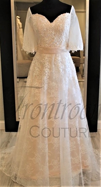 CAROLINE | Flutter Sleeve Lace Sweetheart Gown