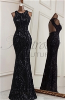 CARLY | Open-Back Fitted Sequin Gown